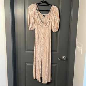 Pink and white maxi dress